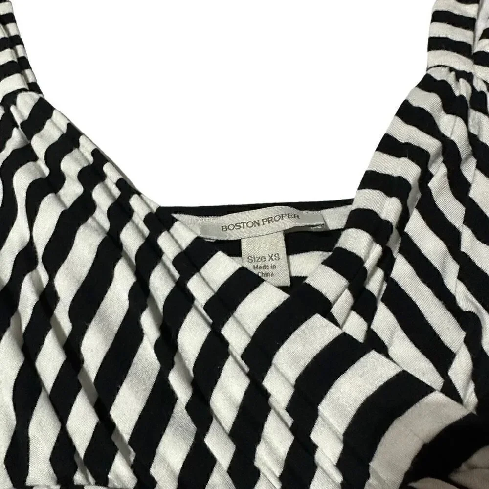 Boston Proper Women’s Black & White Stripped Maxi Dress Size XS